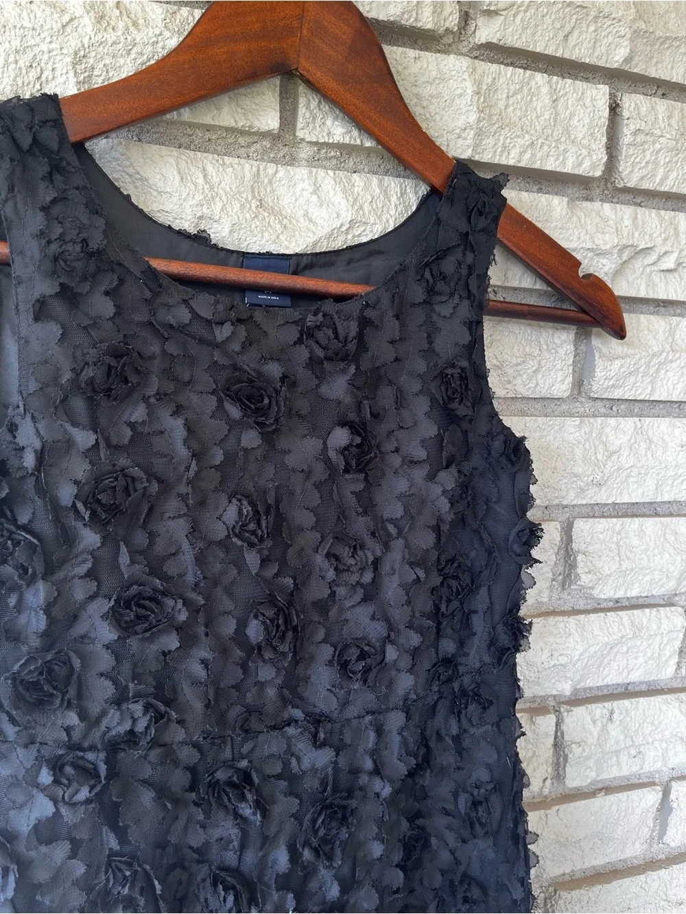NWT Gap Kids Girl’s Black Textured All Over  Rosette A-Line Dress Size 8